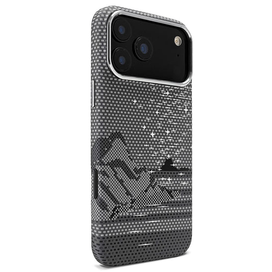 Compatible with iPhone 18 Pro Max & 17 Pro Max Kevlar Texture Water Sticker Magnetic Phone Case - Grey
