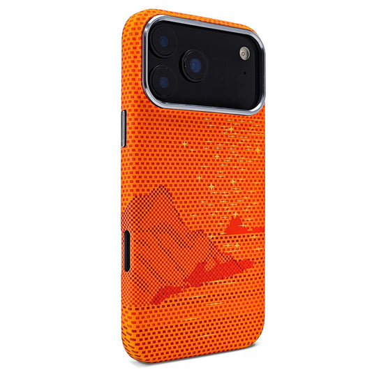 Compatible with iPhone 18 Pro Max & 17 Pro Max Kevlar Texture Water Sticker Magnetic Phone Case - Orange
