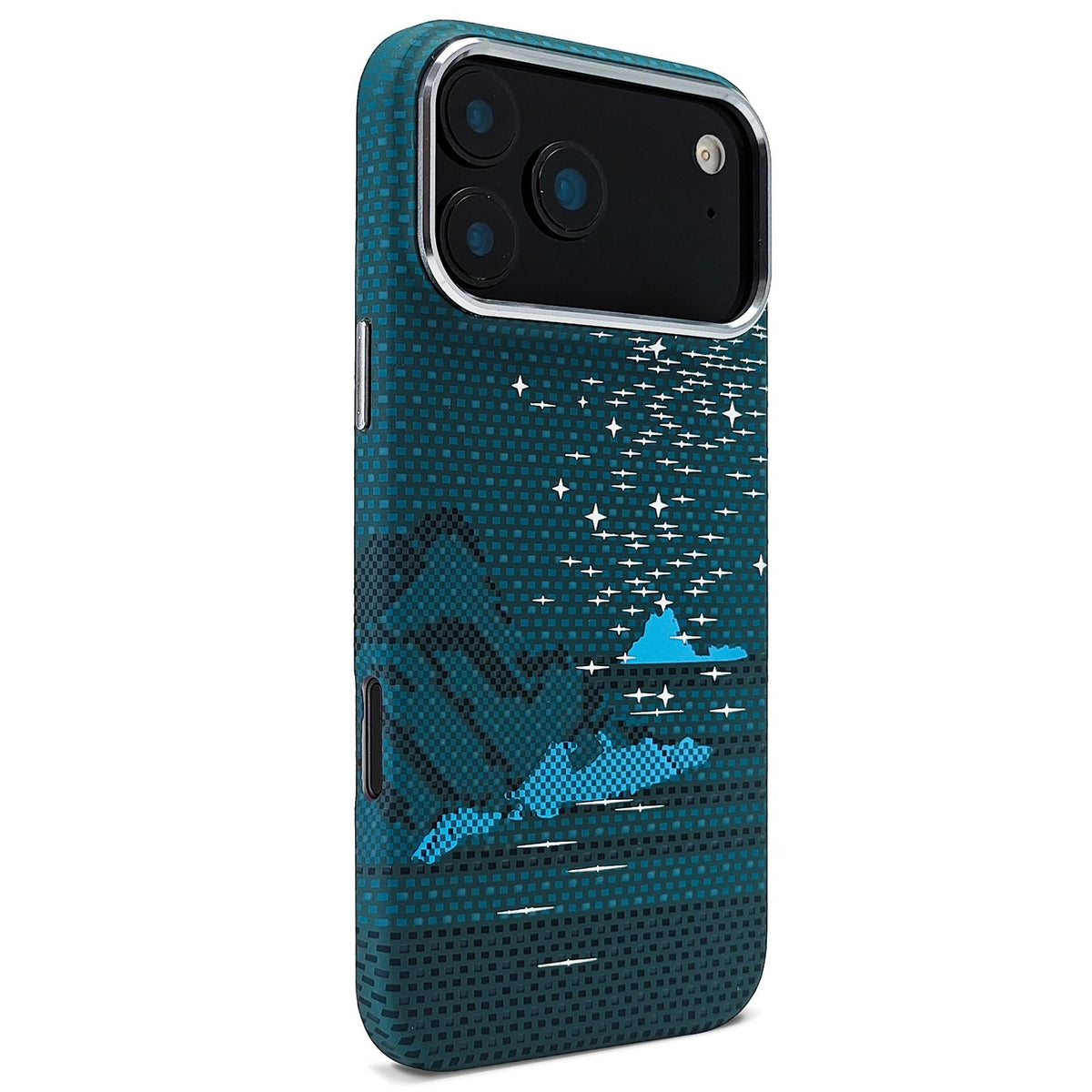 Compatible with iPhone 18 Pro & 17 Pro Kevlar Texture Water Sticker Magnetic Phone Case - Blue