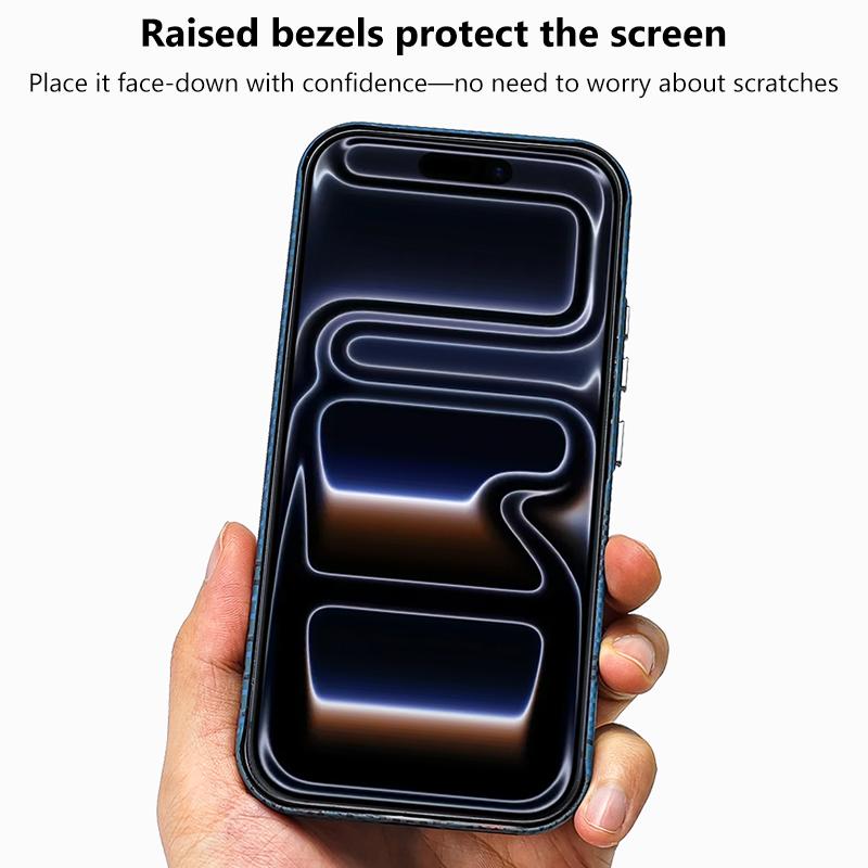 Compatible with iPhone 18 Pro Max & 17 Pro Max Kevlar Texture Water Sticker Magnetic Phone Case - Blue
