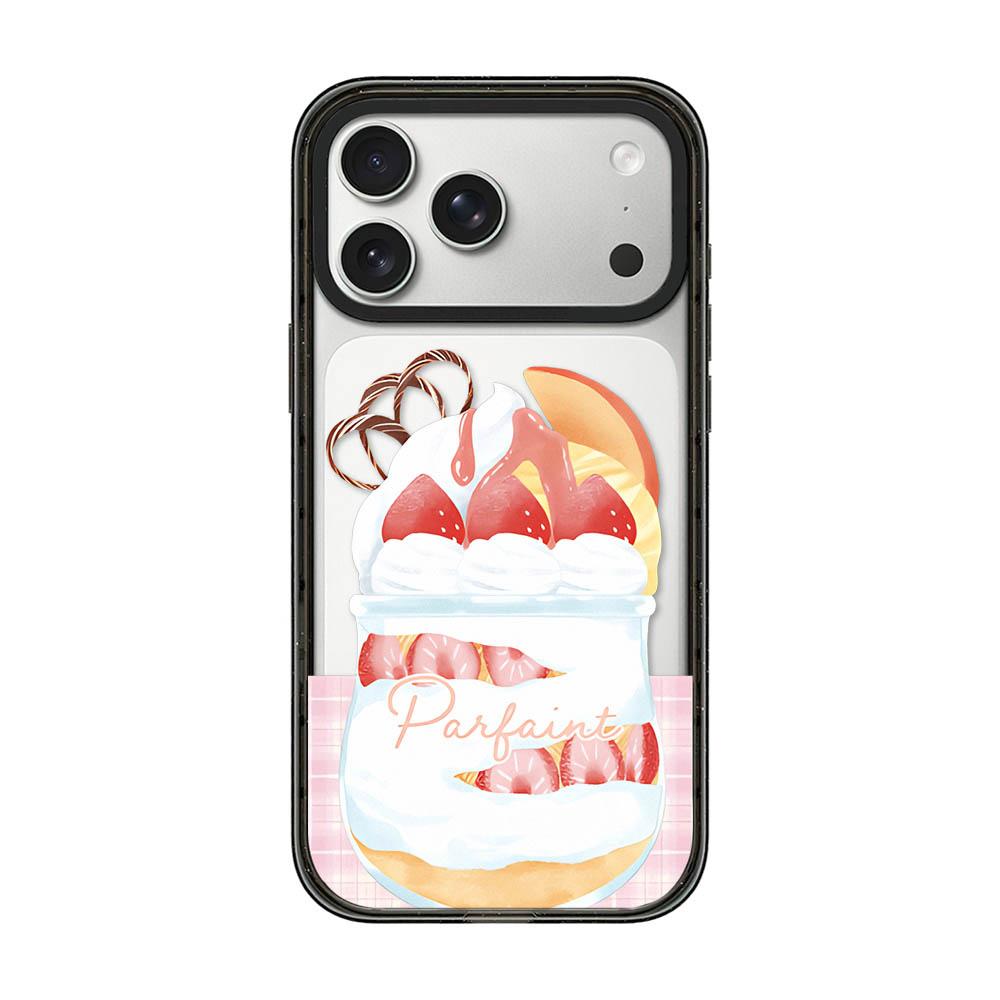 Compatible with iPhone 18 Pro Max & 17 Pro Max Matcha Latte Cake Pattern Acrylic TPU Phone Case - Strawberry Parfait Cup