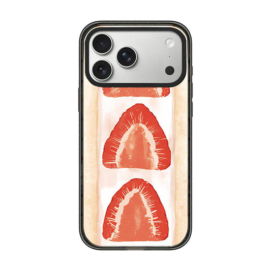 Compatible with iPhone 18 Pro Max & 17 Pro Max Matcha Latte Cake Pattern Acrylic TPU Phone Case - Watercolor Strawberry Toast