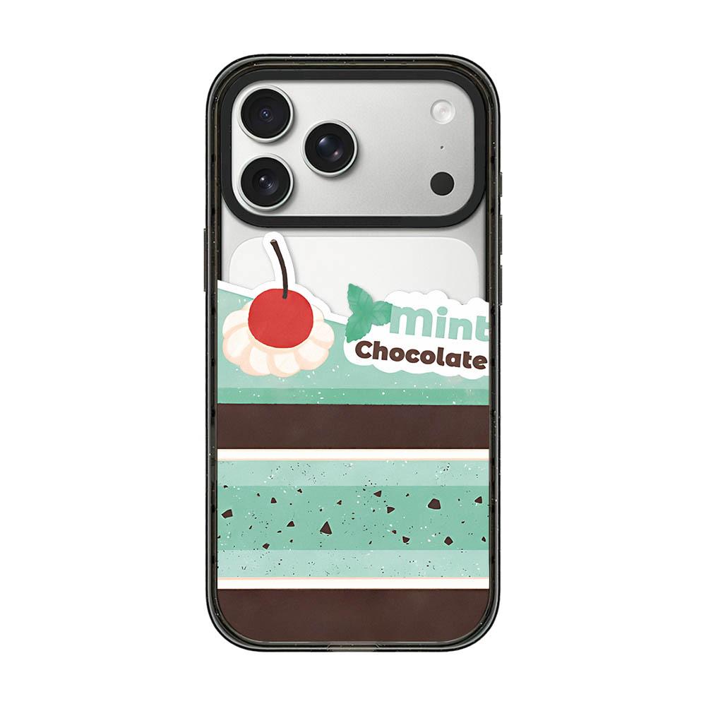 Compatible with iPhone 18 Pro & 17 Pro Matcha Latte Cake Pattern Acrylic TPU Phone Case - Mint Chocolate Cake