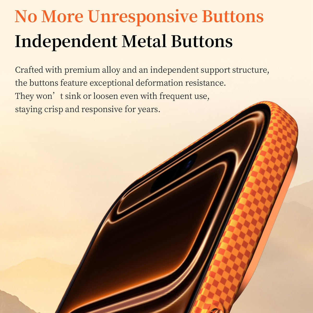 Compatible with iPhone 18 Pro Max SULADA Kevlar Pixel Grid Texture Magnetic Phone Case - Orange