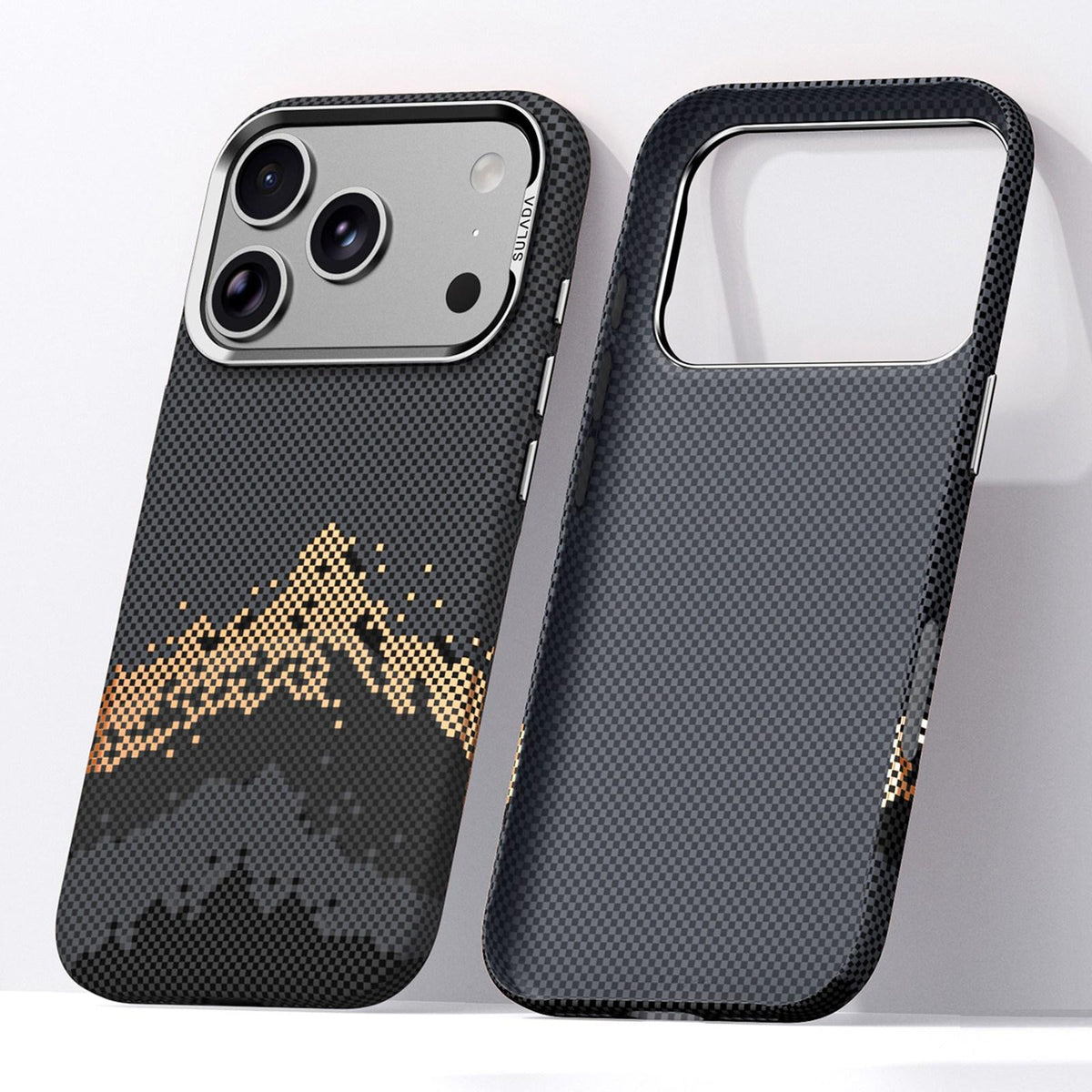 Compatible with iPhone 18 Pro Max SULADA Kevlar Pixel Grid Texture Skin Feel Phone Case - Black