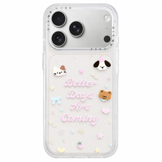 Compatible with iPhone 18 Pro Max & 17 Pro Max Skin Feel Frosted Cartoon Sticker Acrylic Phone Case - Inspirational English Animal Heads