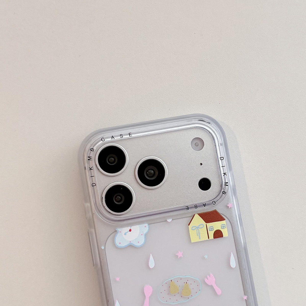 Compatible with iPhone 18 Pro Max & 17 Pro Max Skin Feel Frosted Cartoon Sticker Acrylic Phone Case - Macaron Hibiscus