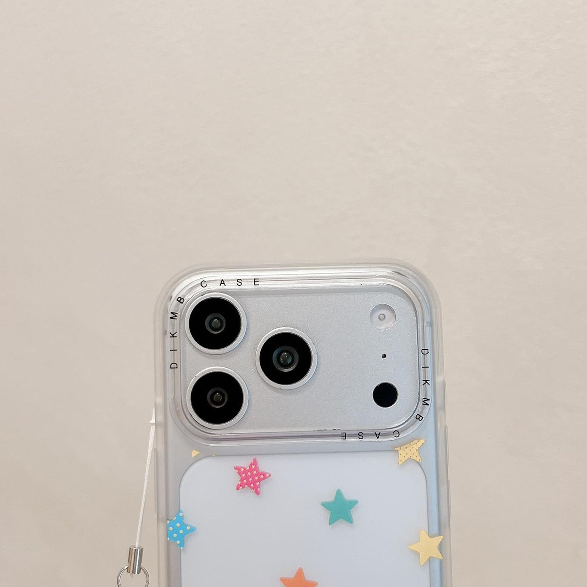 Compatible with iPhone 18 Pro Max & 17 Pro Max Skin Feel Frosted Cartoon Sticker Acrylic Phone Case with Pendant - Colorful Stars