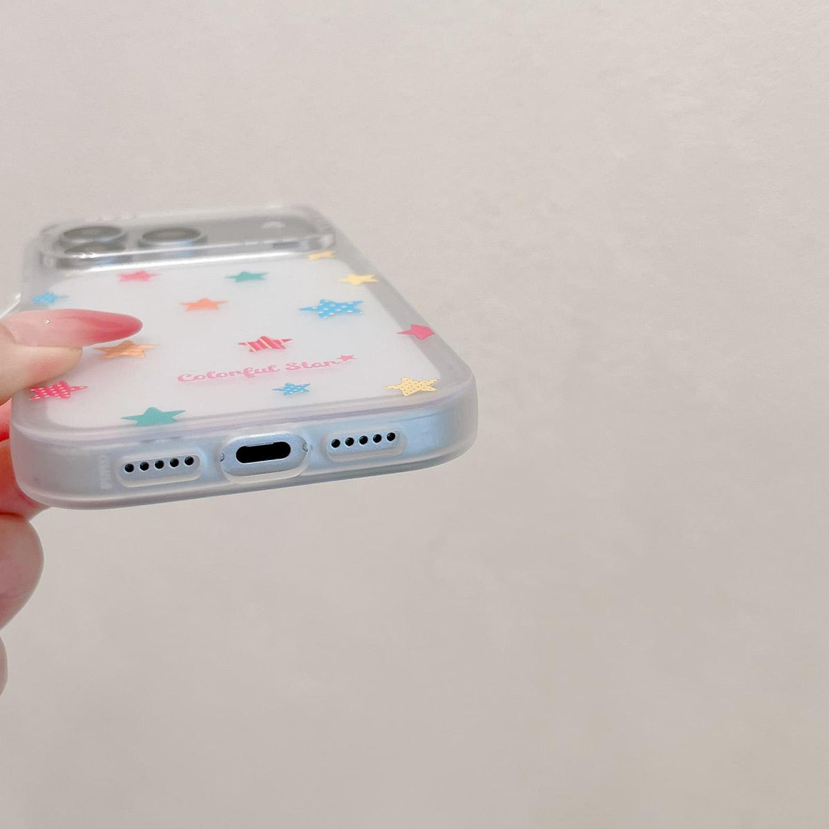 Compatible with iPhone 18 Pro Max & 17 Pro Max Skin Feel Frosted Cartoon Sticker Acrylic Phone Case with Pendant - Star Wings