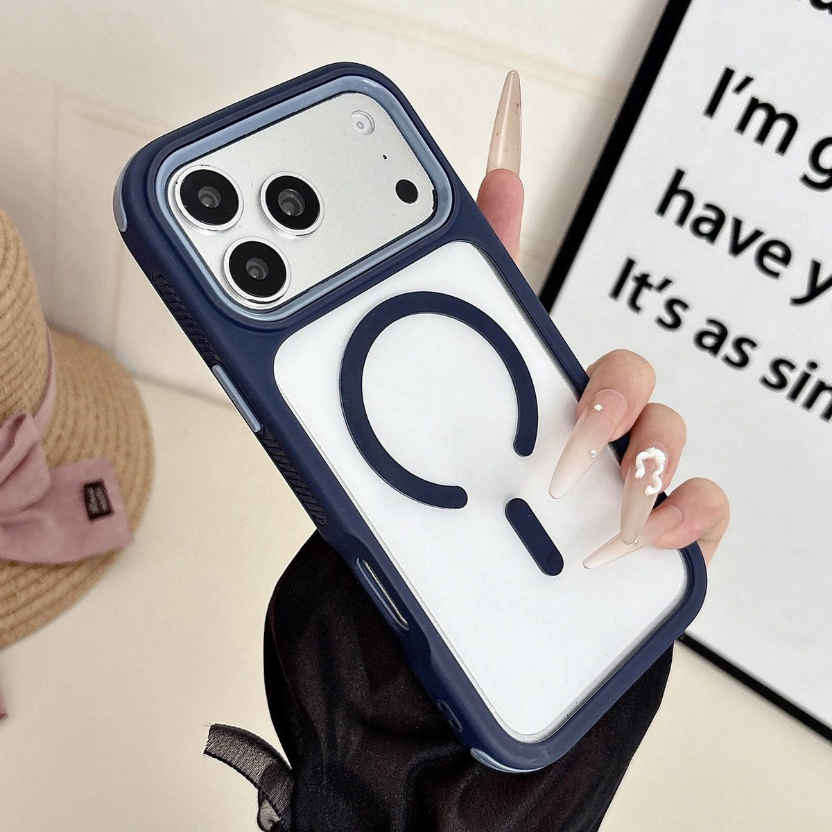 Compatible with iPhone 18 Pro Max & 17 Pro Max Cool 3 in 1 Magnetic Anti-slip Edge Phone Case - Royal Blue