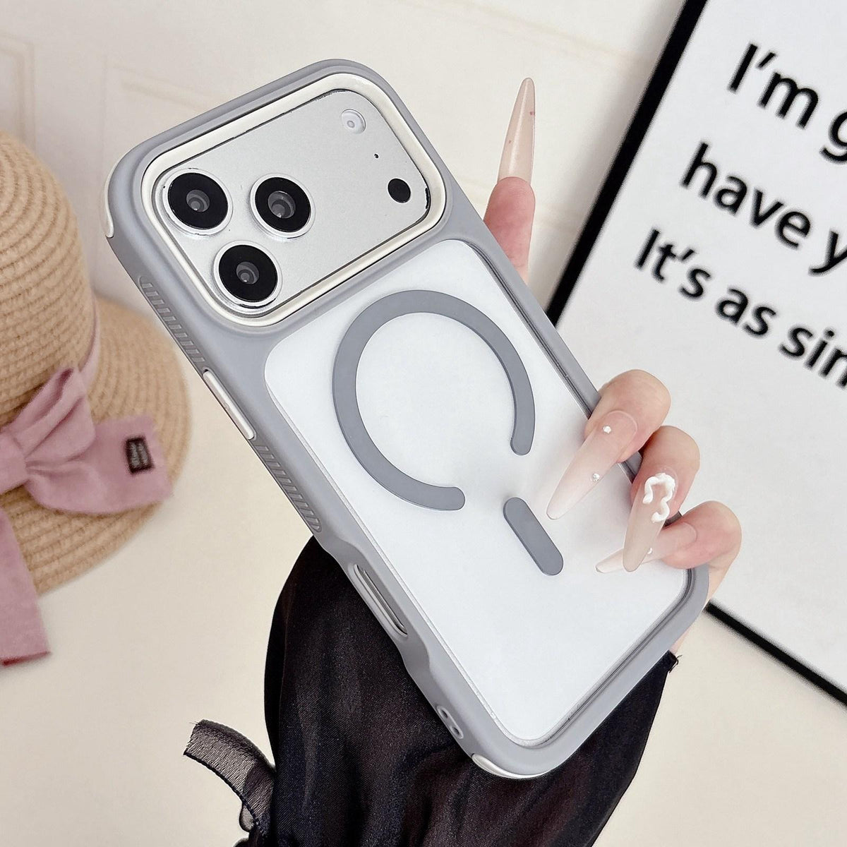 Compatible with iPhone 18 Pro Max & 17 Pro Max Cool 3 in 1 Magnetic Anti-slip Edge Phone Case - Grey