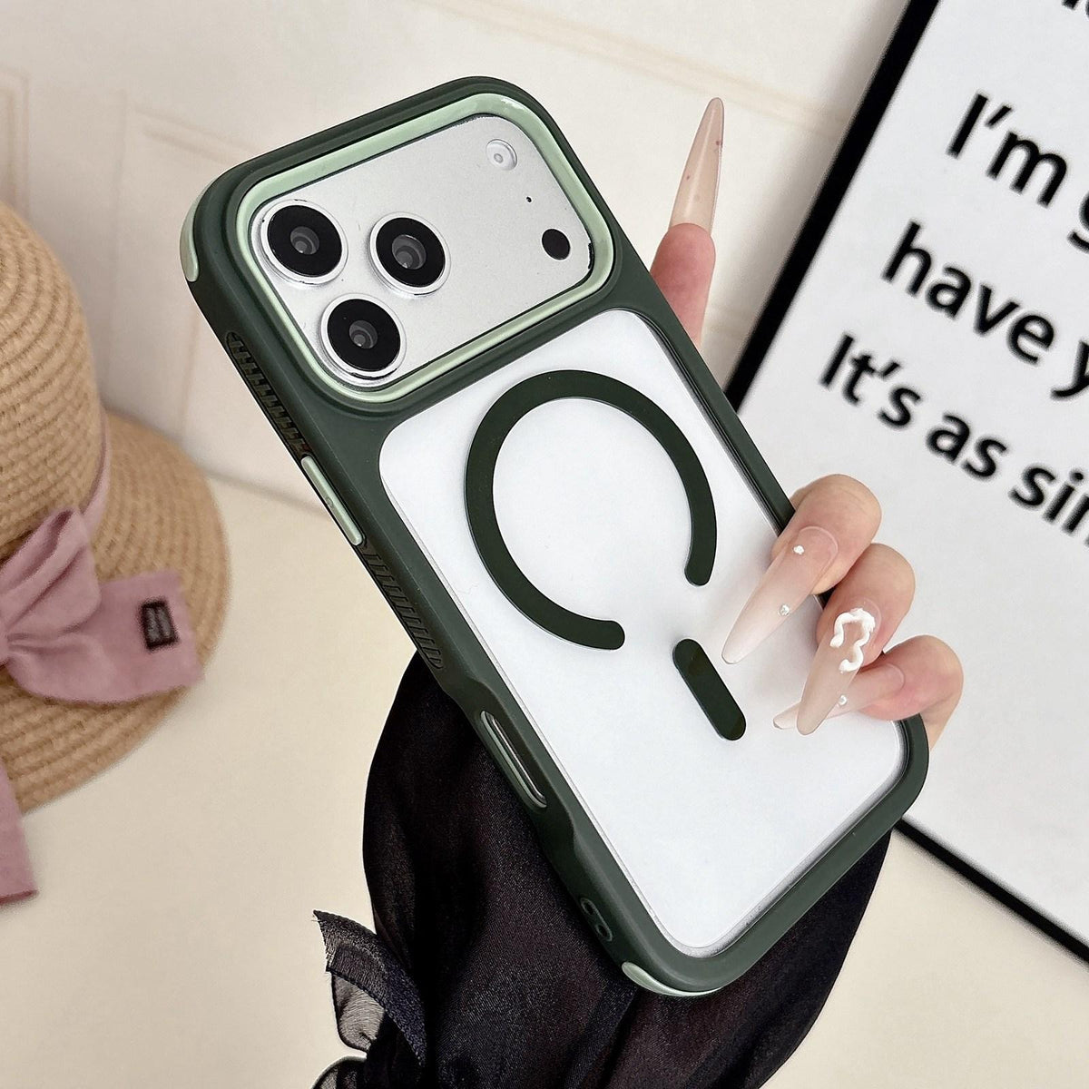 Compatible with iPhone 18 Pro & 17 Pro Cool 3 in 1 Magnetic Anti-slip Edge Phone Case - Green