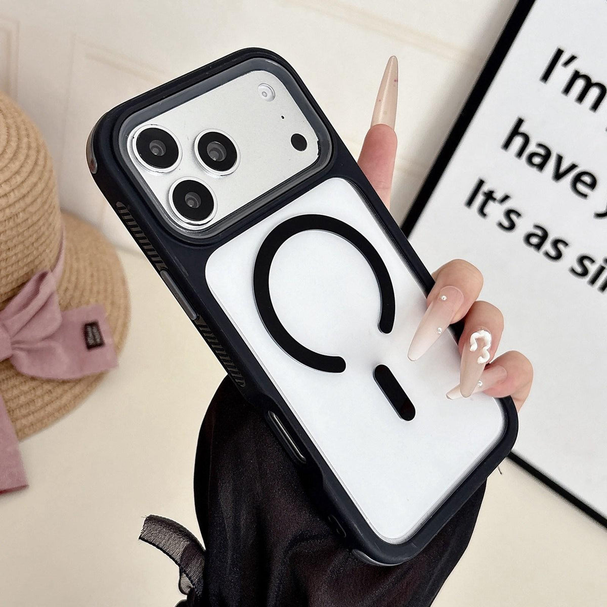 Compatible with iPhone 18 Pro & 17 Pro Cool 3 in 1 Magnetic Anti-slip Edge Phone Case - Black
