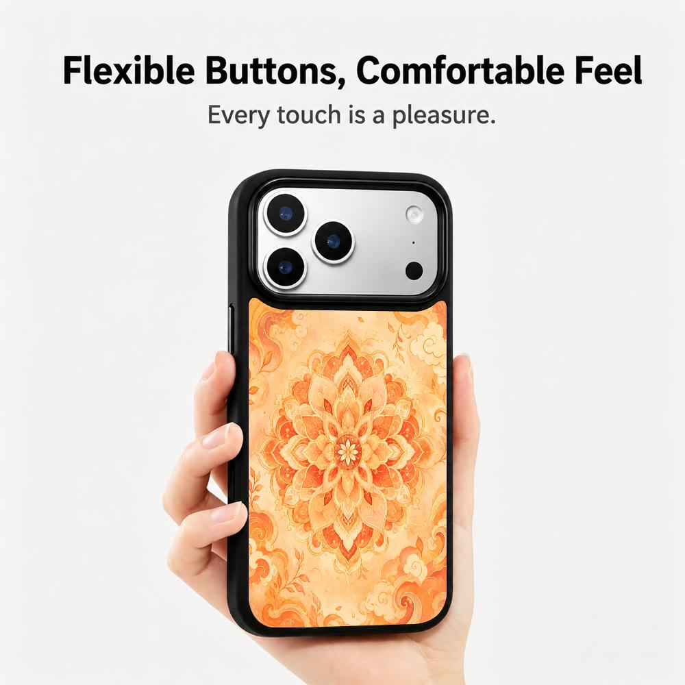 Compatible with iPhone 18 Pro Max & 17 Pro Max Fire Series PC Silicone Magnetic Phone Case - Fire Lotus