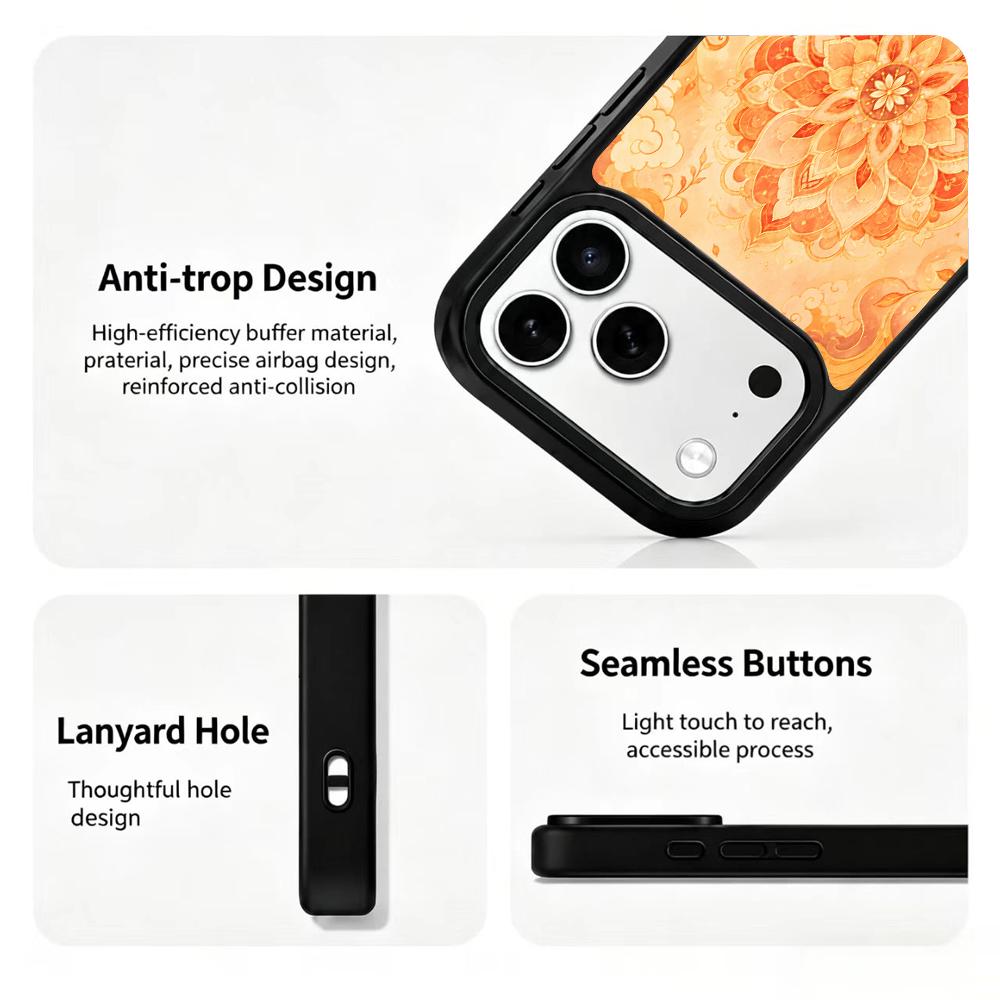 Compatible with iPhone 18 Pro Max & 17 Pro Max Fire Series PC Silicone Magnetic Phone Case - Fire Lotus