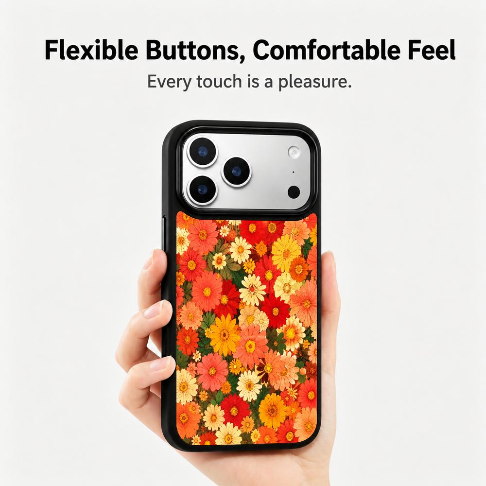 Compatible with iPhone 18 Pro Max & 17 Pro Max Fire Series PC Silicone Magnetic Phone Case - Fire Daisy