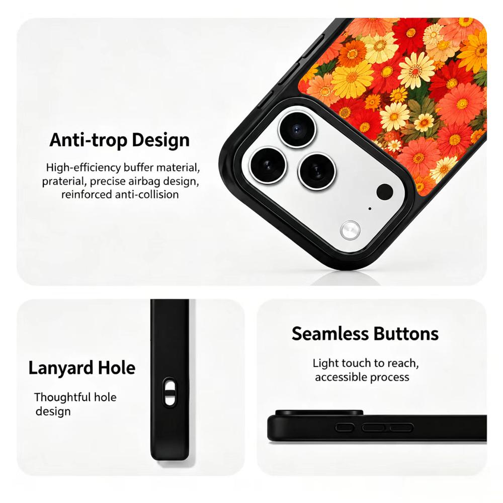 Compatible with iPhone 18 Pro Max & 17 Pro Max Fire Series PC Silicone Magnetic Phone Case - Fire Daisy