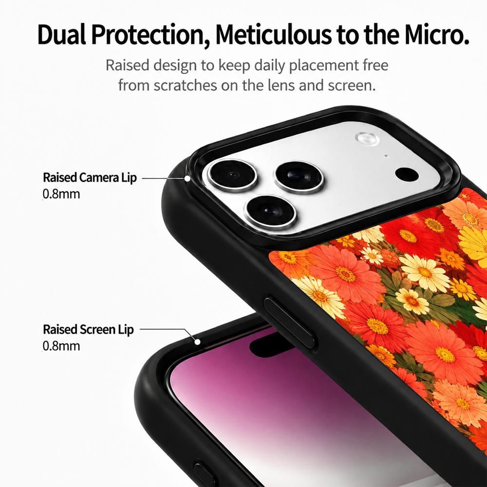 Compatible with iPhone 18 Pro Max & 17 Pro Max Fire Series PC Silicone Magnetic Phone Case - Fire Daisy
