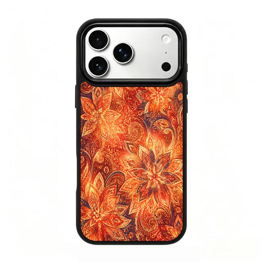 Compatible with iPhone 18 Pro Max & 17 Pro Max Fire Series PC Silicone Magnetic Phone Case - Fire Lotus Pattern