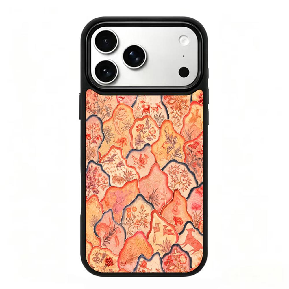 Compatible with iPhone 18 Pro Max & 17 Pro Max Fire Series PC Silicone Magnetic Phone Case - Fire Floral Porcelain