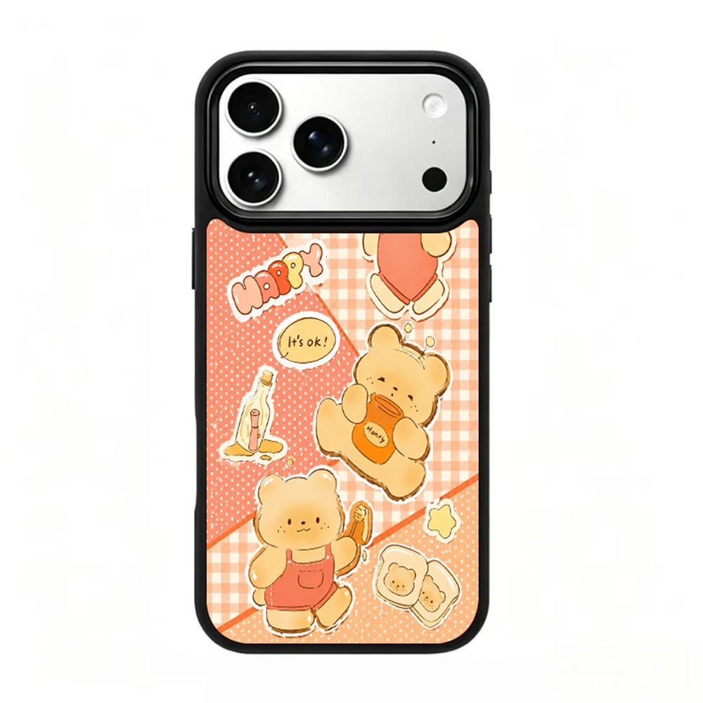 Compatible with iPhone 18 Pro Max & 17 Pro Max Fire Series PC Silicone Magnetic Phone Case - Fire Honey Bear