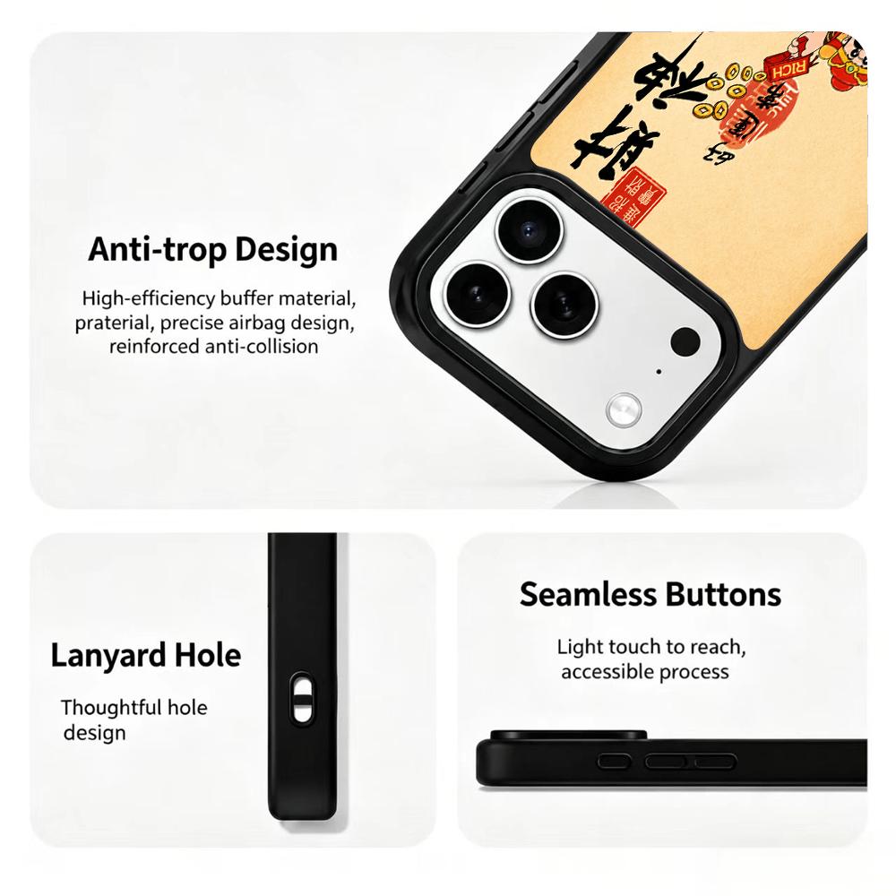 Compatible with iPhone 18 Pro Max & 17 Pro Max Fire Series PC Silicone Magnetic Phone Case - Fire God of Wealth