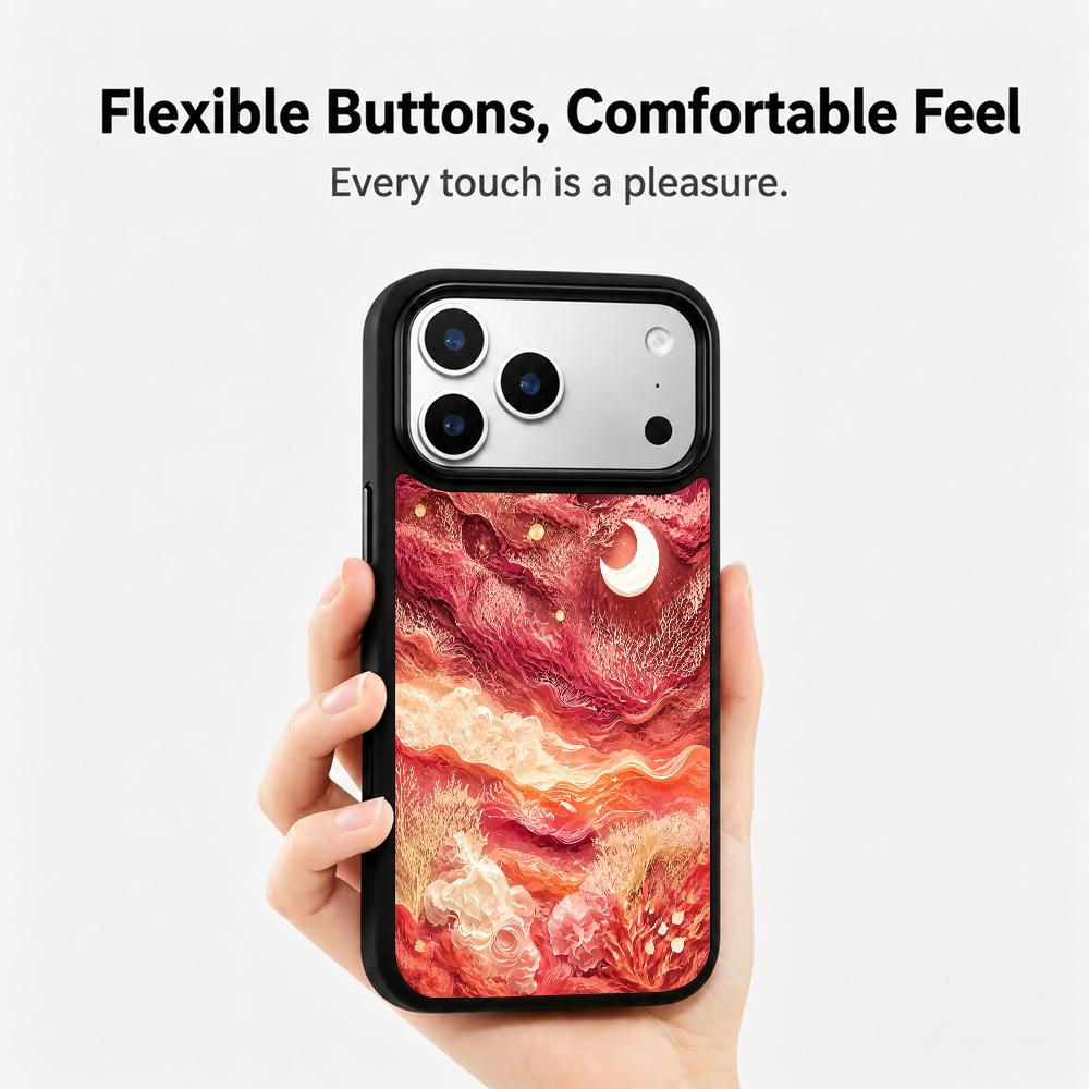 Compatible with iPhone 18 Pro Max & 17 Pro Max Fire Series PC Silicone Magnetic Phone Case - Fire Moon Surge