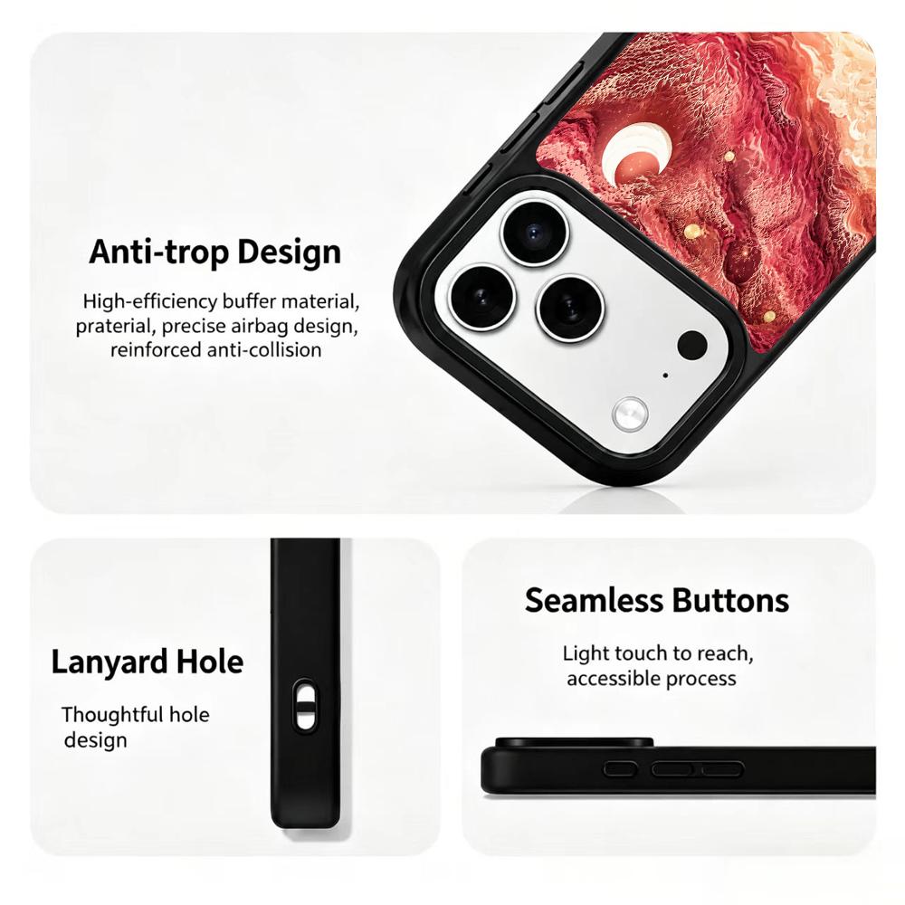 Compatible with iPhone 18 Pro Max & 17 Pro Max Fire Series PC Silicone Magnetic Phone Case - Fire Moon Surge