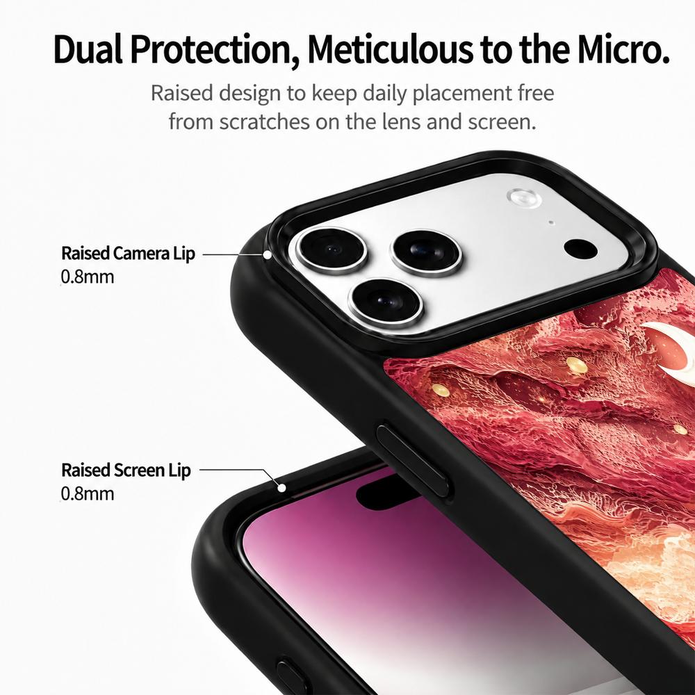 Compatible with iPhone 18 Pro Max & 17 Pro Max Fire Series PC Silicone Magnetic Phone Case - Fire Moon Surge