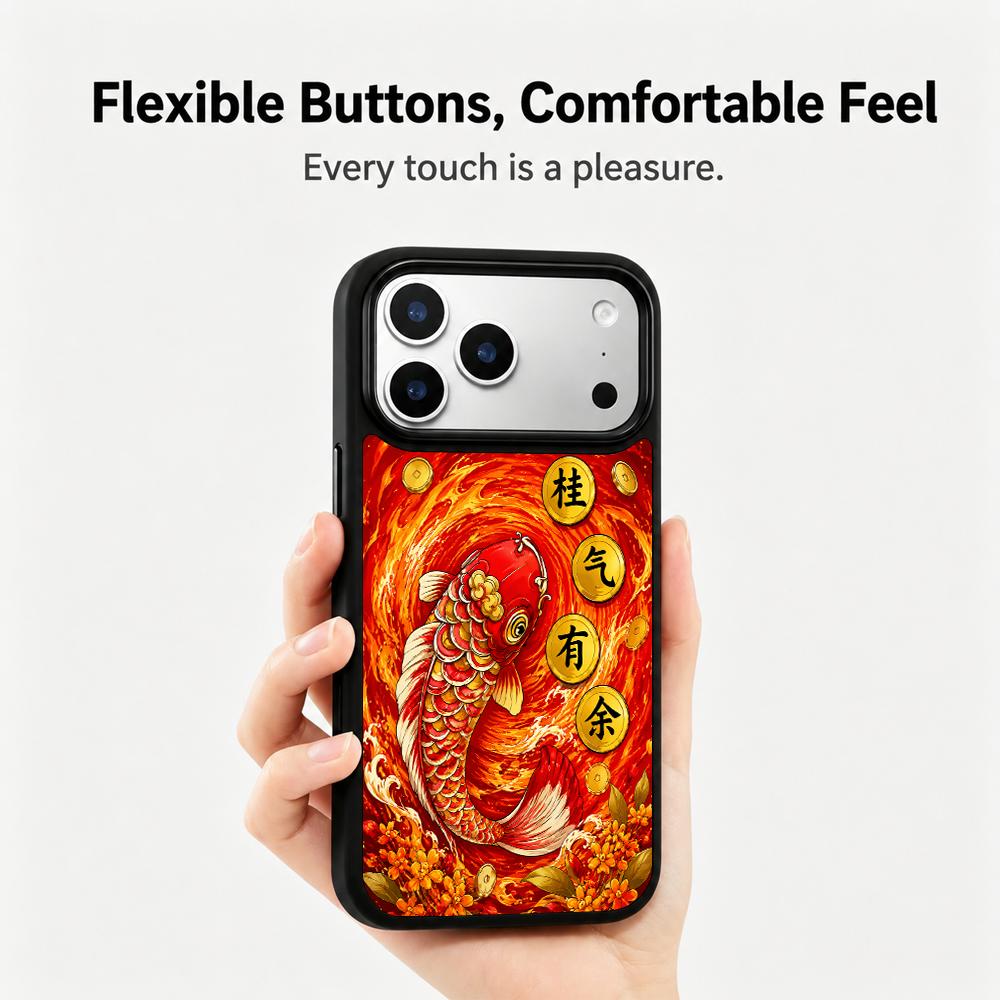Compatible with iPhone 18 Pro & 17 Pro Fire Series PC Silicone Magnetic Phone Case - Fire Koi