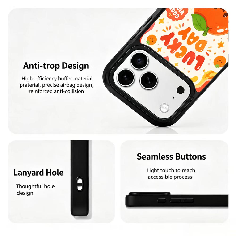 Compatible with iPhone 18 Pro & 17 Pro Fire Series PC Silicone Magnetic Phone Case - Fire Lucky Persimmon