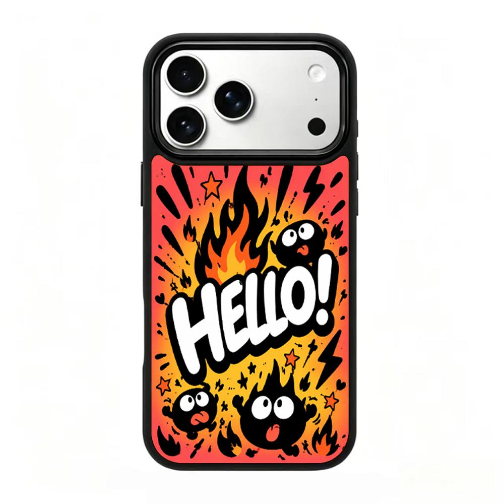 Compatible with iPhone 18 Pro & 17 Pro Fire Series PC Silicone Magnetic Phone Case - Fire Ink Coal
