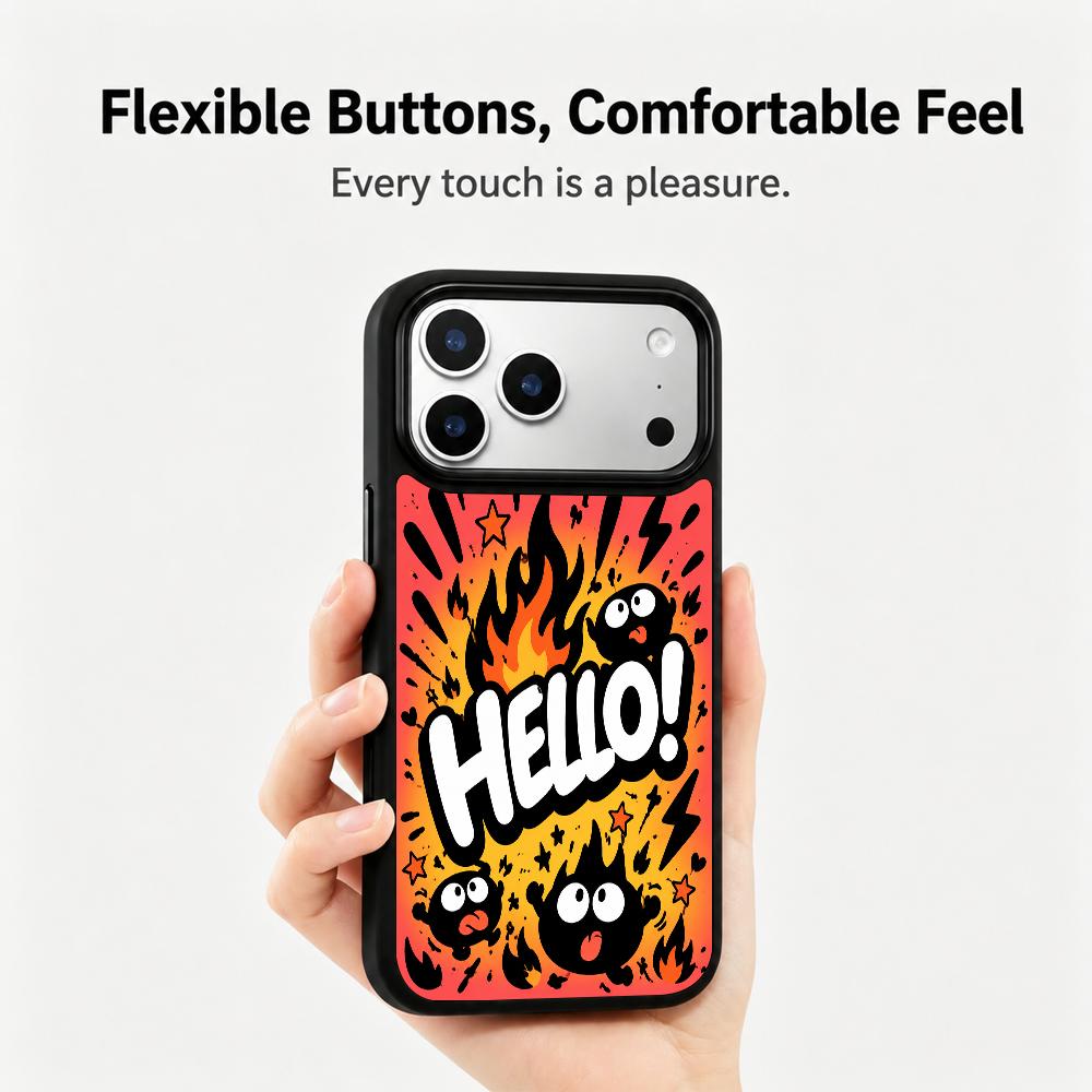 Compatible with iPhone 18 Pro & 17 Pro Fire Series PC Silicone Magnetic Phone Case - Fire Ink Coal