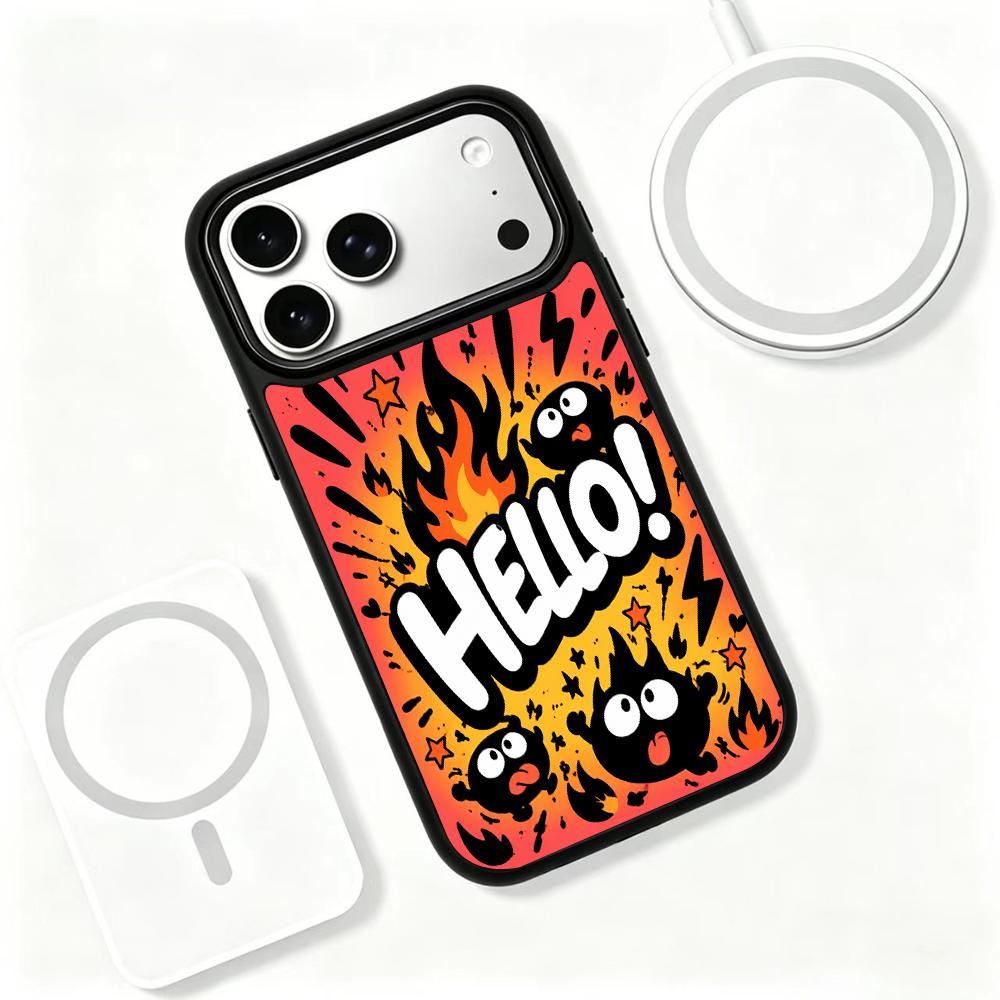 Compatible with iPhone 18 Pro & 17 Pro Fire Series PC Silicone Magnetic Phone Case - Fire Ink Coal