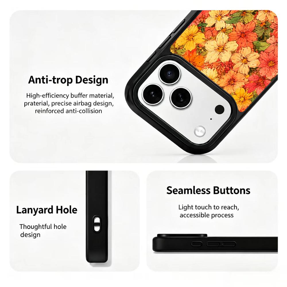 Compatible with iPhone 18 Pro & 17 Pro Fire Series PC Silicone Magnetic Phone Case - Fire Flower