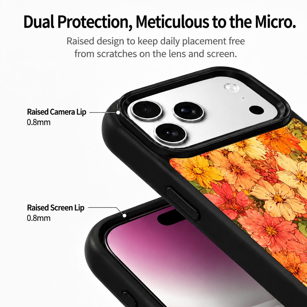 Compatible with iPhone 18 Pro & 17 Pro Fire Series PC Silicone Magnetic Phone Case - Fire Flower