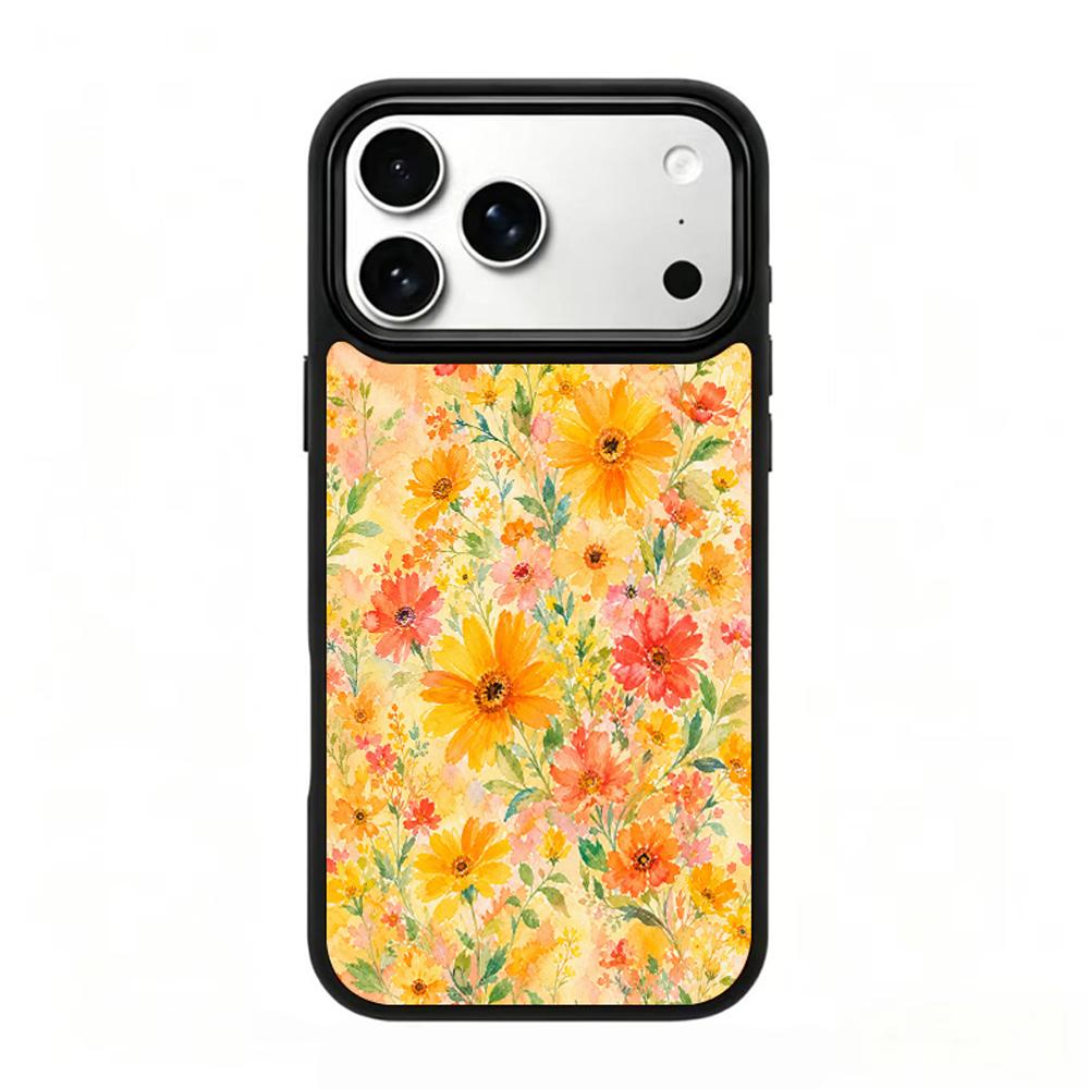 Compatible with iPhone 18 Pro & 17 Pro Fire Series PC Silicone Magnetic Phone Case - Fire Wildflowers