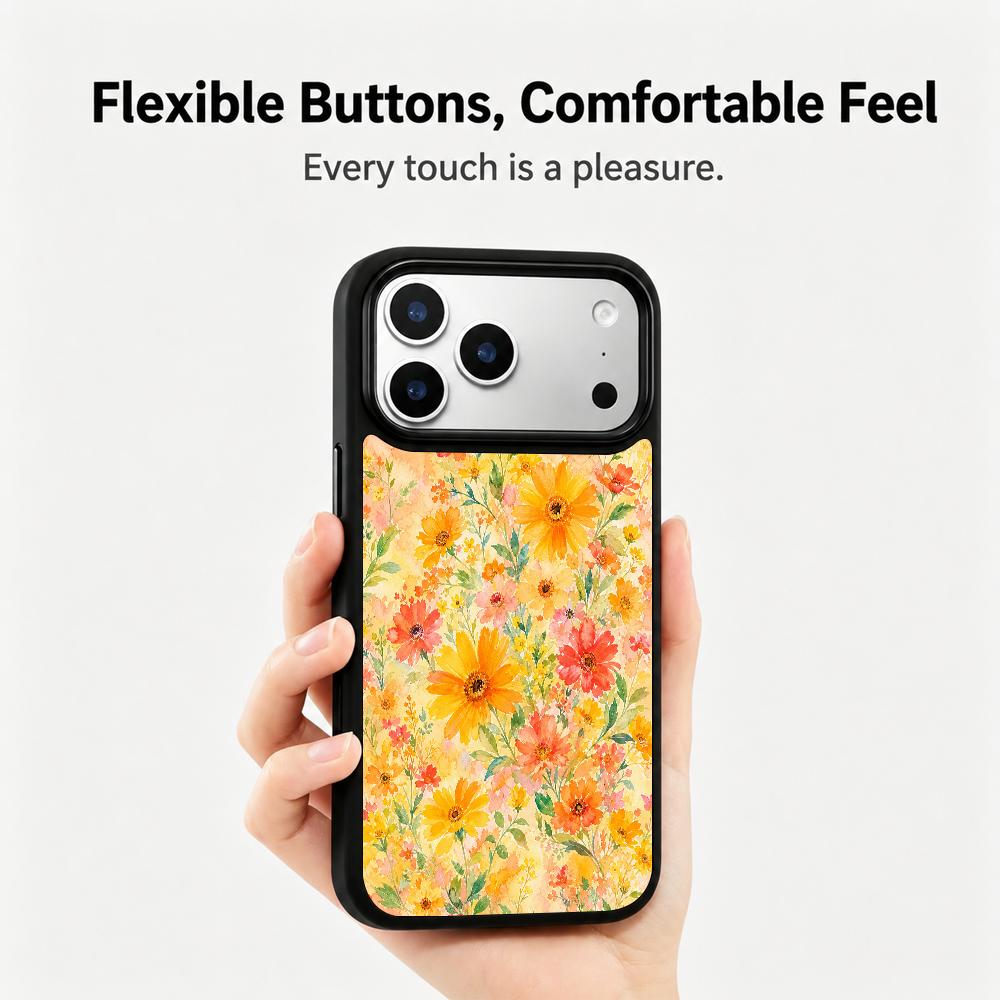 Compatible with iPhone 18 Pro & 17 Pro Fire Series PC Silicone Magnetic Phone Case - Fire Wildflowers