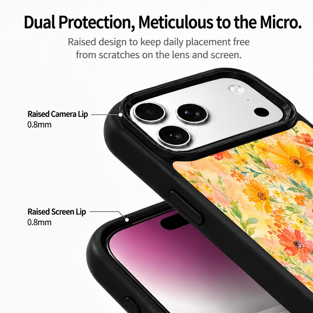 Compatible with iPhone 18 Pro & 17 Pro Fire Series PC Silicone Magnetic Phone Case - Fire Wildflowers