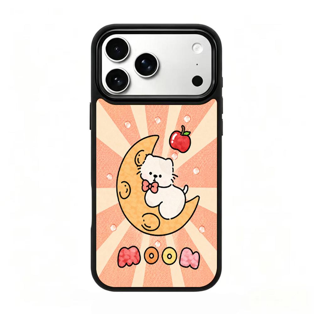 Compatible with iPhone 18 Pro & 17 Pro Fire Series PC Silicone Magnetic Phone Case - Fire Moon Cat