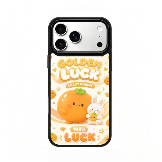Compatible with iPhone 18 Pro Max & 17 Pro Max Gold Series PC Silicone Magnetic Phone Case - Golden Lucky Persimmon