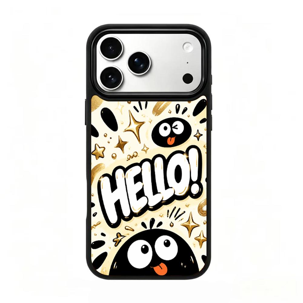 Compatible with iPhone 18 Pro Max & 17 Pro Max Gold Series PC Silicone Magnetic Phone Case - Golden Ink Coal