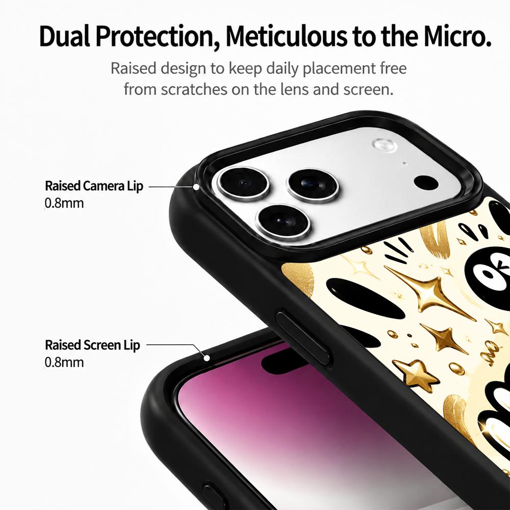 Compatible with iPhone 18 Pro Max & 17 Pro Max Gold Series PC Silicone Magnetic Phone Case - Golden Ink Coal
