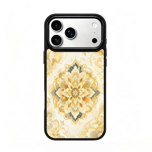 Compatible with iPhone 18 Pro Max & 17 Pro Max Gold Series PC Silicone Magnetic Phone Case - Golden Lotus