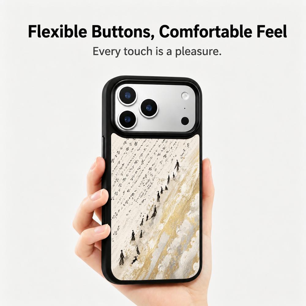 Compatible with iPhone 18 Pro Max & 17 Pro Max Gold Series PC Silicone Magnetic Phone Case - Golden Cloud Path