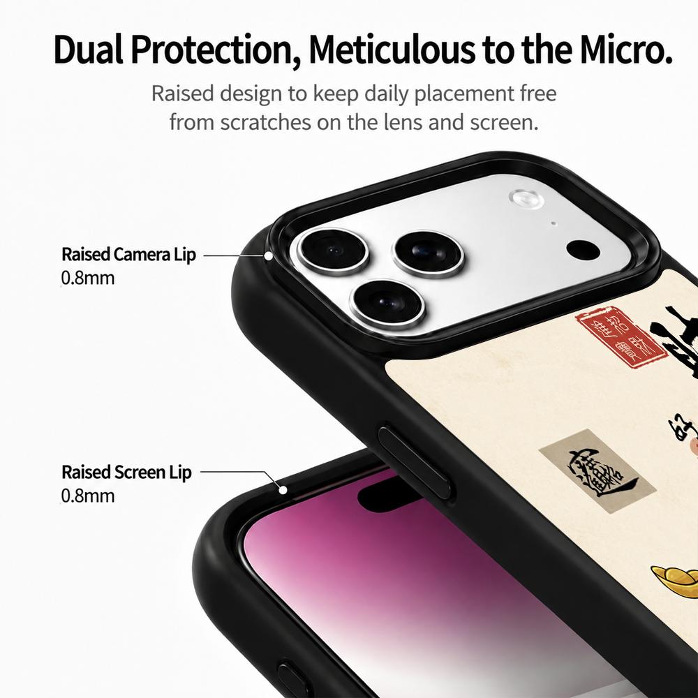 Compatible with iPhone 18 Pro Max & 17 Pro Max Gold Series PC Silicone Magnetic Phone Case - Golden God of Wealth