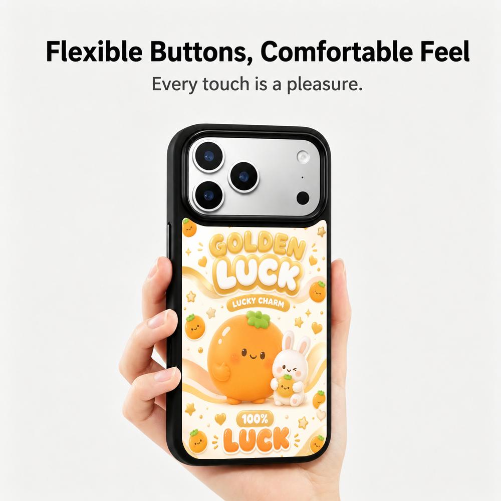 Compatible with iPhone 18 Pro & 17 Pro Gold Series PC Silicone Magnetic Phone Case - Golden Lucky Persimmon