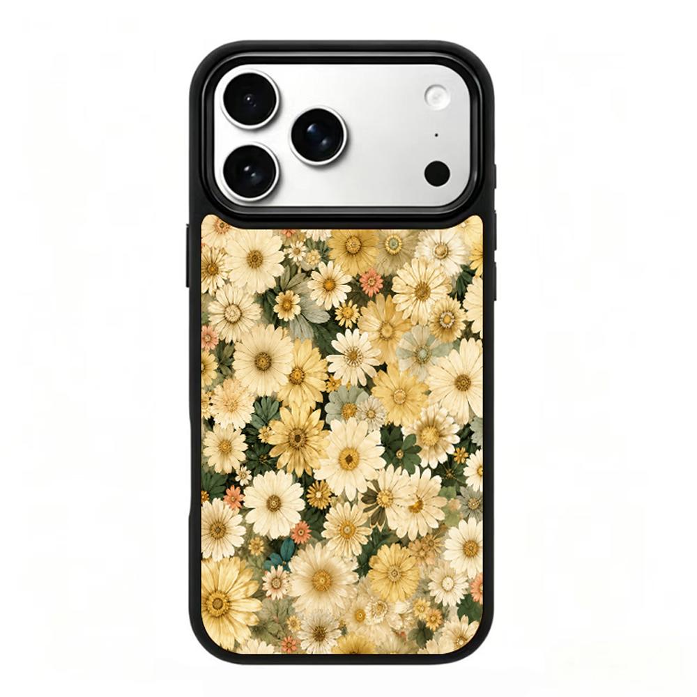 Compatible with iPhone 18 Pro & 17 Pro Gold Series PC Silicone Magnetic Phone Case - Golden Daisy
