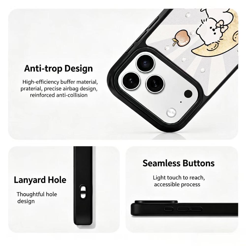 Compatible with iPhone 18 Pro & 17 Pro Gold Series PC Silicone Magnetic Phone Case - Golden Moon Cat