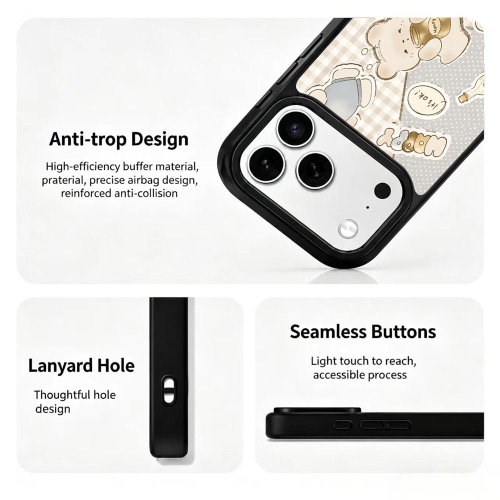 Compatible with iPhone 18 Pro & 17 Pro Gold Series PC Silicone Magnetic Phone Case - Golden Honey Bear